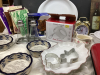 GOOD LIDDED TOTE W/ HAND MIXER, GLASS CUTTING BOARD, POTTERY CASSEROLE, CHICKEN ROASTER, CUTLERY, WAFFLE IRON - 3