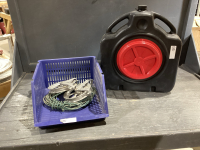 (2) ITEMS - CLOTHES LINE PULLEY /LINE + OIL DRAIN PAN