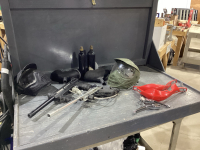 TIPPMANN PAINT BALL GUN, FACE SHIELDS, TANKS