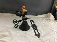 CAST ROOSTER BELL W/ MOUNTING BRACKET