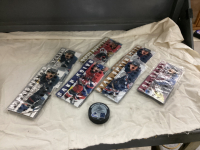 (7) MCDONALD'S HOCKEY HEROS MINI JERSEY'S AND (1) VANCOUVER PUCK
