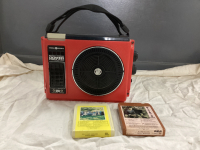 VINTAGE GE 8-TRACK PLAYER & (2) TAPES