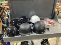 (3) HARLEY DAVIDSON MOTORCYCLE HELMETS + (3) NO BRAND , SHIELD - PROCEEDS BEING DONATED TO: RIDE FOR KIDS
