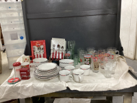 COCA COLA COLLECTION - CUTLERY, DISH SET, TOOTHPICK HOLDER, SUGAR DISPENSER, VARIOUS STYLES CUPS & MUGS, COASTERS