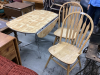 DROP LEAF TABLE W/TWO WOOD CHAIRS-WOBBLY