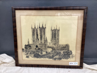 VINTAGE PICTURE - LINCOLN CATHEDRAL PRINT