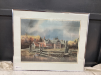"CALEDON. HOMESTEAD" LTD EDITION PRINT BY S. DEAVILLE IN METAL FRAME