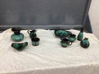 SOME MARKED, SOME UNMARKED BMP SMALL VASES, ASHTRAY, JUGS, VASE