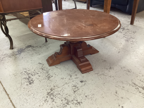 ROUND COFFEE TABLE. PEDESTAL BASE