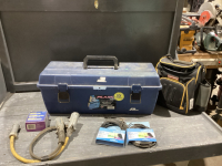 PLANO PLASTIC TOOL BOX W/MISC ITEMS + CRAFTSMAN INSULATED LUNCH BAG