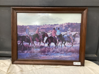 COWBOY THEME PICTURE W/ WOOD FRAME