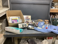 BOX W/. SEWING & NEEDLEWORK ITEMS