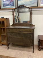 ANTIQUE 4-DRAWER DRESSER W/ SWIVEL MIRROR