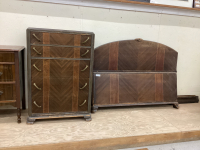 VINTAGE 5-DRAWER DRESSER & MATCHING DOUBLE HEADBOARD/FOOTBOARD WITH RAILS