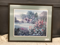 GARDEN SCENE PICTURE IN WOOD FRAME