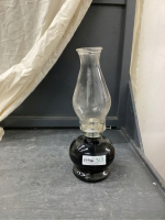 KEROSENE LAMPJ W/ BLACK GLASS BASE