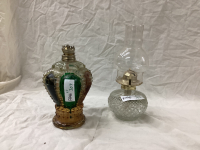 (2) KEROSENE LAMPS - ONLY (1) CHIMNEY