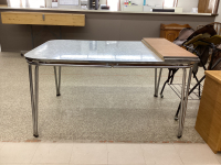 VINTAGE TABLE W/ (2) LEAVES - CHROME LEGS AND ARBORITE TOP