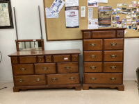 VILAS BEDROOM SET - 7-DRAWER DRESSER W/ MIRROR. AND 6-DRAWER TALL DRESSER