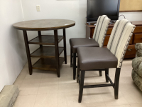 ROUND COUNTER HEIGHT TABLE W/ (4) CUSHIONED CHAIRS