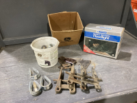 BOX W/ SWATHER GUARDS + KNIVES, QUARTZ HALOGEN FLOODLIGHT