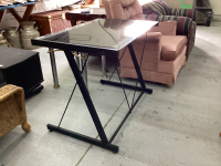 METAL DESK W/ GLASS TOP