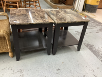 (2) SIDE TABLE W/ FAUX MARBLE TOPS