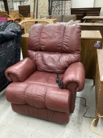 BURGUNDY LEATHER ELECTRIC RECLINER