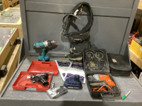 KUNYS TOOL BELT, WELLER SOLDERING GUN, B&D 3/8&rdquo; DRILL, MAKITA CORDLESS DRILL 18V,