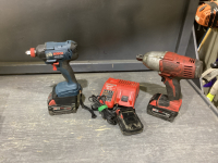 MILWAUKEE 18V IMPACT W/BATTERY & CHARGER + BOSCH 18V DRILL W/BATTERY