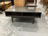 BLACK COFFEE TABLE W/ GLASS TOP