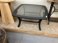 SQUARE BLACK GLASS TOP TABLE