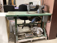 INDUSTRIAL SINGER SEWING MACHINE ON METAL STAND