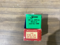 (2) BOXES SIERRA + HORNADY - 22 CAL, 55 GRAIN PROJECTILES