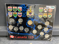 1992 CANADA 125TH PROVINCIAL QUARTER COIN SET AND $1 COIN