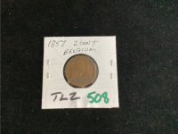 1857. 2 CENT BELGIUM COIN