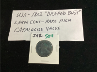 1802 USA DRAPED BUST LARGE ONE CENT COIN