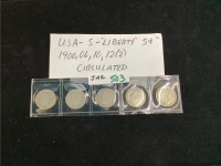 (5) USA LIBERTY 5 CENT COINS - 1900/06/10/ (2) 1912