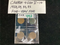 (4) CANADA GEO V ONE CENT COINS - 1928/29/32/35