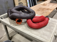 TOTE OF RV HOSES + COUPLERS , ELECTRIC RV CORDS