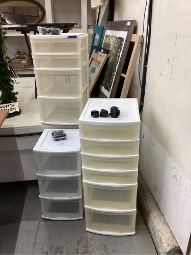 3 PLASTIC STORAGE UNITS