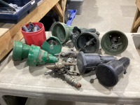 (2 )TOTES OF UNDERGROUND SPRINKLER PARTS , PLUMBING FITTINGS