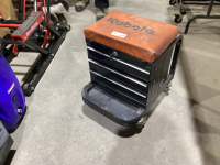 KUBOTA ROLLING SHOP SEAT WITH LOCKING TOOL STORAGE