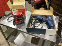 (2) ITEMS - RYOBI 3/8 CENTER HANDLE DRILL, MAKITA FINISHING SANDER