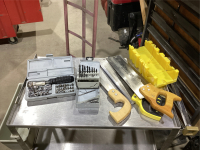 MITRE BOX, 2 MITRE SAWS, KEY HOLE SAW, DRILL BITS, DRIVER SET
