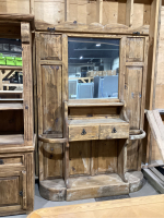 RUSTIC LOOKING WOOD ENTRYWAY CABINET W/ MIRROR