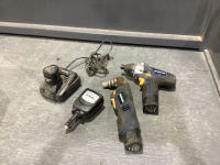 SMALL BOX OF MASTERCRAFT CORDLESS 12 V TOOLS - , IMPACT DRIVER, RIGHT ANGLE IMPACT TOOL
