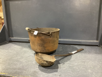 ANTIQUE CAST POT W/ LADLE