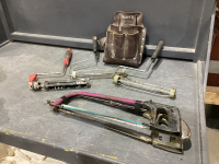 BUNDLE OF 3 HACK SAWS, PAINT ROLLERS, KUNY'S TOOL POUCH