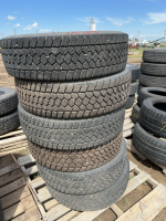 Stack of six truck tires